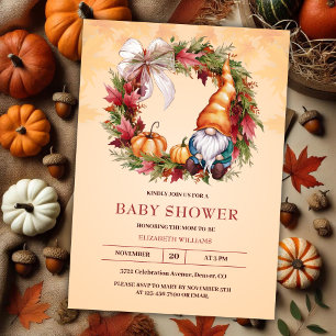 Orange Watercolor Gnome Pumpkin Fall Baby Dusche Einladung