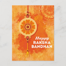 Orange Watercolor Happy Raksha Bandhan Postkarte
