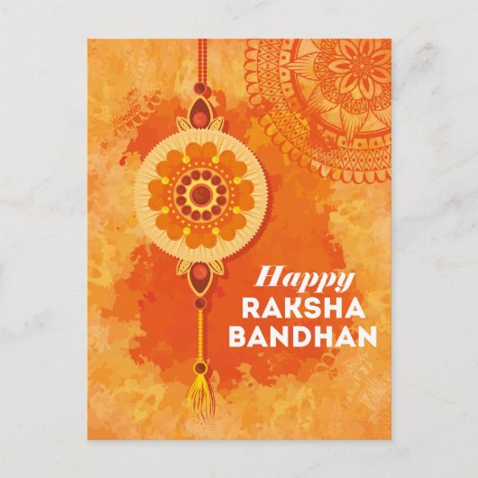 Orange Watercolor Happy Raksha Bandhan Postkarte (Vorderseite)