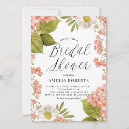 Orange Watercolor Hydrangea Floral Brautparty Einladung