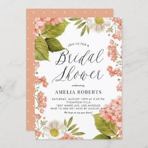 Orange Watercolor Hydrangea Floral Brautparty Einladung