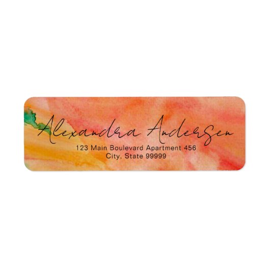 Orange Watercolor Modernes, trendy Script Label (Vorne)