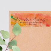 Orange Watercolor Modernes, trendy Script Label