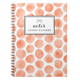 Orange Watercolor Polka Dots Muster Personalisiert Notizblock