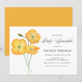 Orange Watercolor Poppies Floral Baby Sprinkle Einladung