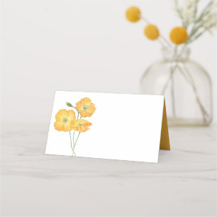 Orange Watercolor Poppies II Blumenhochzeit Platzkarte
