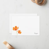 Orange Watercolor Poppies Mitteilungskarte (Vorderseite/Rückseite Beispiel)