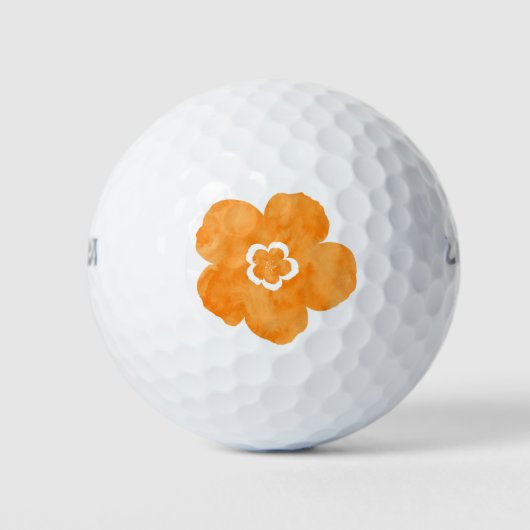 Orange Watercolor Poppy Golfball (Vorderseite)