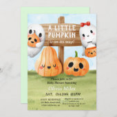 Orange Watercolor Pumpkin Baby Dusche Einladung (Vorne/Hinten)