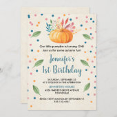 Orange Watercolor Pumpkin Birthday Einladung (Vorne/Hinten)