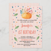 Orange Watercolor Pumpkin Birthday Einladung (Vorne/Hinten)