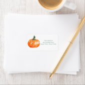 Orange Watercolor Pumpkin Boo Personalisierte Adre Adressaufkleber (Insitu)