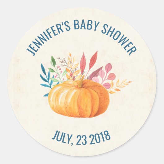 Orange Watercolor Pumpkin Fall Saison STD Runder Aufkleber (Vorderseite)