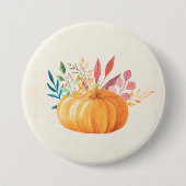 Orange Watercolor Pumpkin Herbstsaison Button (Vorderseite)