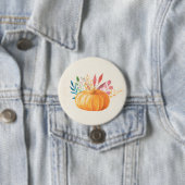 Orange Watercolor Pumpkin Herbstsaison Button (Beispiel)