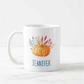 Orange Watercolor Pumpkin Herbstsaison Kaffeetasse (Links)