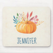 Orange Watercolor Pumpkin Herbstsaison Mousepad (Vorne)