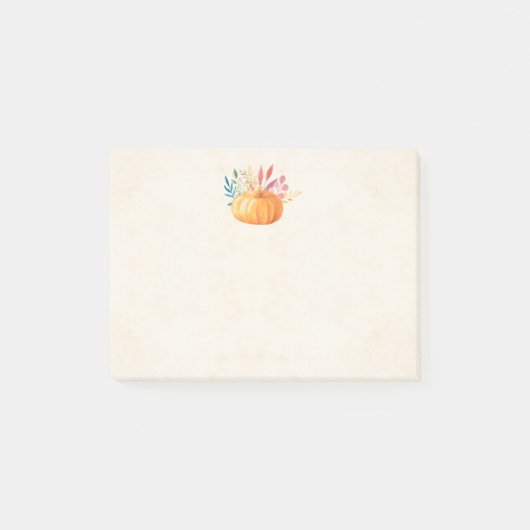 Orange Watercolor Pumpkin Herbstsaison Post-it Klebezettel (Vorderseite)