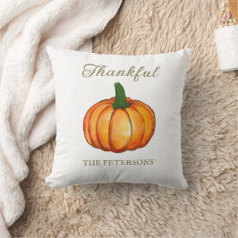 Orange Watercolor Pumpkin Thanksgiving Kissen