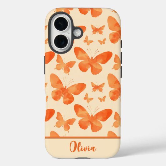 Orange Watercolor Schmetterlinge Case-Mate iPhone Hülle (Rückseite)