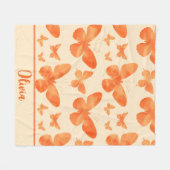 Orange Watercolor Schmetterlinge Fleecedecke (Vorderseite (Horizontal))