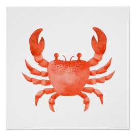Orange Watercolor Sea Craps Poster Print