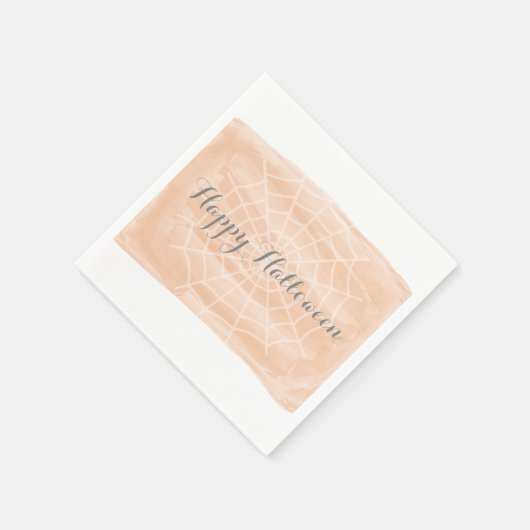 Orange Watercolor Spider WebHalloween Serviette (Ecke)