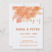 Orange Watercolor Splash Skript Hochzeit Einladung (Vorderseite)