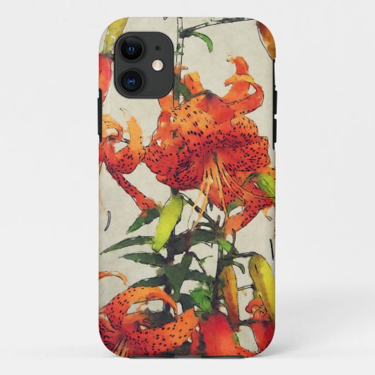 Orange Watercolor Tiger Lilie 1 Case-Mate iPhone Hülle (Rückseite)