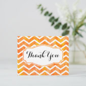Orange Watercolor Zickzack Danke Postcard Postkarte (Stehend Vorderseite)