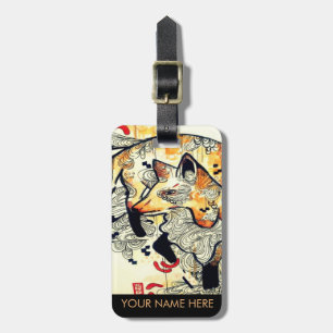 Orange Watercolorkunstfuchs-Illustrationszeichnen Gepäckanhänger