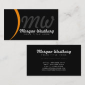 Orange Wave Beruflich Monogram Business Cards Visitenkarte (Vorne/Hinten)