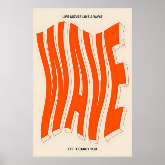 Orange Wave Typografie Kunstprint Moderne kinetisc Poster (Vorne)