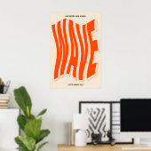 Orange Wave Typografie Kunstprint Moderne kinetisc Poster (Heimbüro)