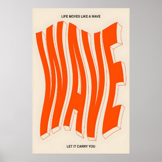 Orange Wave Typografie Kunstprint Moderne kinetisc Poster (Vorne)