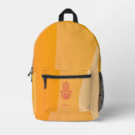 Orange Waves Simple Red Hamsa Personalisiert Bedruckter Rucksack