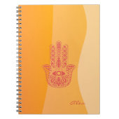Orange Waves Simple Red Hamsa Personalisiert Notizblock (Vorderseite)