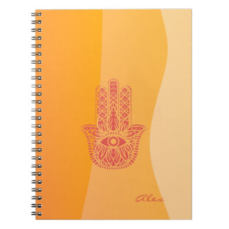 Orange Waves Simple Red Hamsa Personalisiert Notizblock