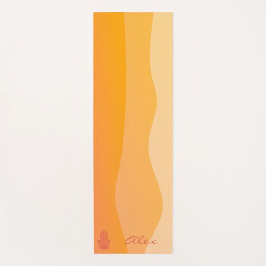 Orange Waves Simple Red Hamsa Personalisiert Yogamatte (Vorderseite)