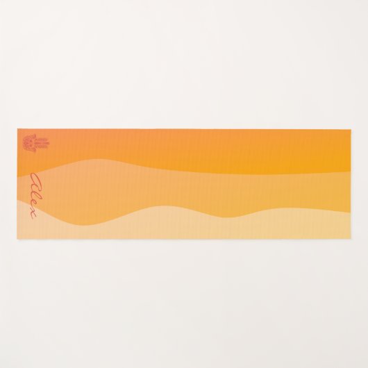 Orange Waves Simple Red Hamsa Personalisiert Yogamatte (Vorderseite (Horizontal))