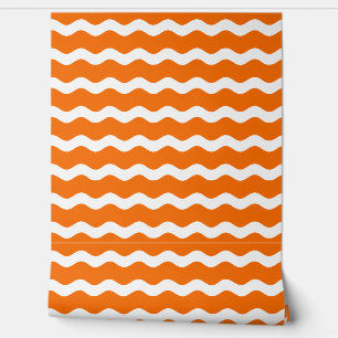 Orange Wavy Ric Rac Strip Muster Tapete