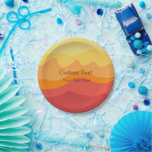 Orange Wavy Sunshine Vibranine Design Custom Text Pappteller (Party)