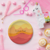 Orange Wavy Sunshine Vibranine Design Custom Text Pappteller (Party)