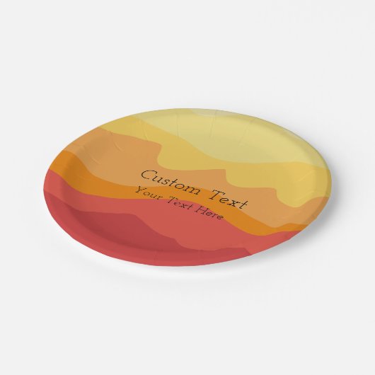 Orange Wavy Sunshine Vibranine Design Custom Text Pappteller (Schrägansicht)