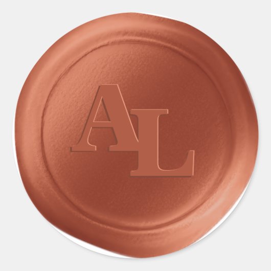 Orange Wax Siegel Monogramm Hochzeitskleber Runder Aufkleber (Vorderseite)