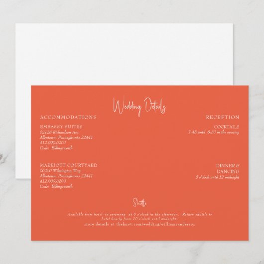 Orange Wedding Details II Einladung (Vorne/Hinten)