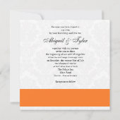 Orange Wedding Monogram Damask Einladung (Rückseite)