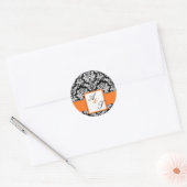 Orange Wedding Monogram Damask Siegel Runder Aufkleber (Umschlag)