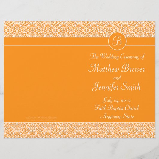 Orange Wedding Order of Service & Zeremony Program (Vorderseite)