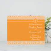 Orange Wedding Order of Service & Zeremony Program (Stehend Vorderseite)